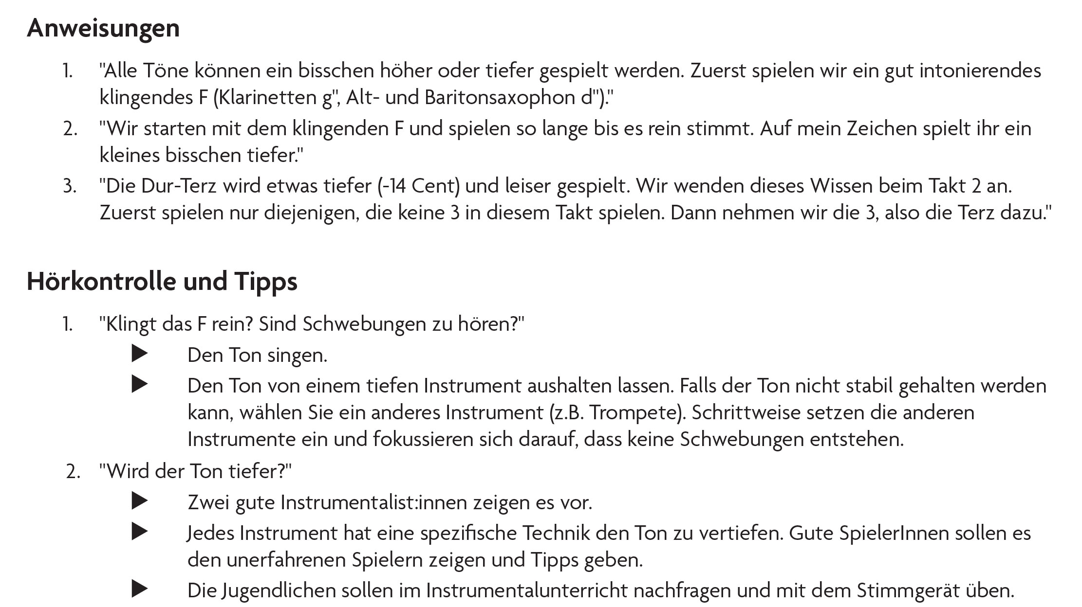 Anweisungen in der Partitur